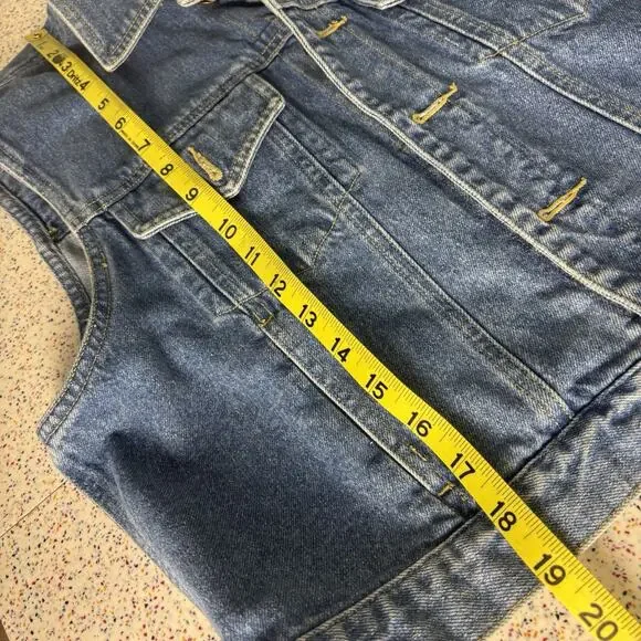 Vintage 90’s LIZ WEAR Women’s Denim Jacket Vest Small 100% Cotton Alt Punk Core - Picture 7 of 7